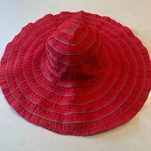 Red hat society vintage hat super nice, large brim floppy. Fun look great group.